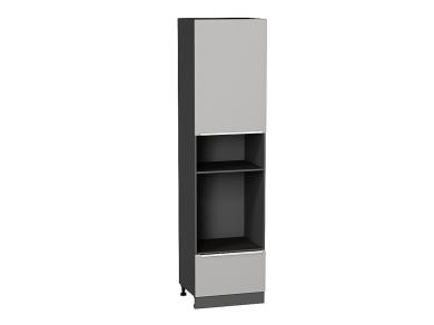 Шкаф пенал с 1-ой дверцей и ящиком под технику Фьюжн 606Н Silky Light Grey / Graphite