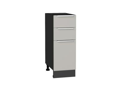 Шкаф нижний с 3-мя ящиками Фьюжн 300 Silky Light Grey / Graphite