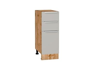 Шкаф нижний с 3-мя ящиками Фьюжн 300 Silky Light Grey / Дуб Вотан