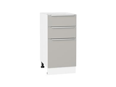 Шкаф нижний с 3-мя ящиками Фьюжн 400 Silky Light Grey / Белый