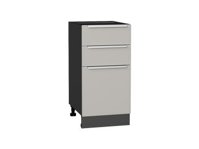 Шкаф нижний с 3-мя ящиками Фьюжн 400 Silky Light Grey / Graphite