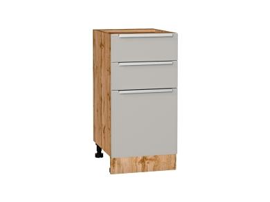 Шкаф нижний с 3-мя ящиками Фьюжн 400 Silky Light Grey / Дуб Вотан