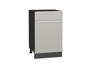 Шкаф нижний с 1 ящиком Фьюжн 500 Silky Light Grey / Graphite