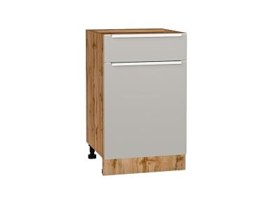 Шкаф нижний с 1 ящиком Фьюжн 500 Silky Light Grey / Дуб Вотан