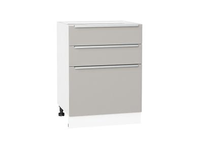 Шкаф нижний Фьюжн 600 с 3-мя ящиками Silky Light Grey / Белый
