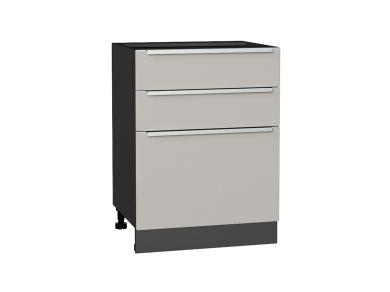 Шкаф нижний Фьюжн 600 с 3-мя ящиками Silky Light Grey / Graphite