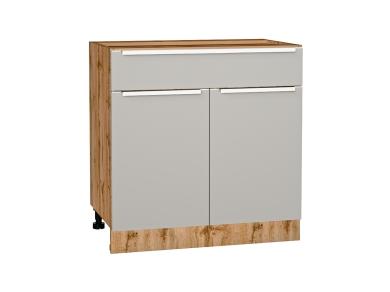 Шкаф нижний с 1 ящиком Фьюжн 800 Silky Light Grey / Дуб Вотан