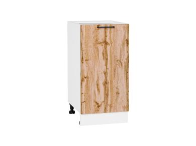 Шкаф нижний Флэт 400 Wotan Oak 2S / Белый