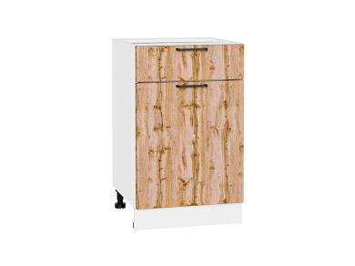 Шкаф нижний с 1 ящиком Флэт 500 Wotan Oak 2S / Белый