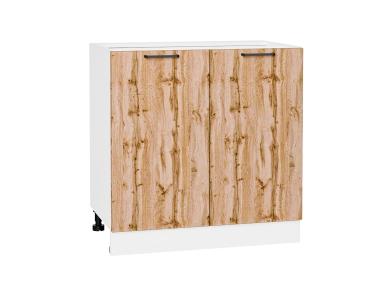 Шкаф нижний Флэт 800 Wotan Oak 2S / Белый