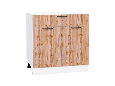 Шкаф нижний с 1 ящиком Флэт 800 Wotan Oak 2S / Белый