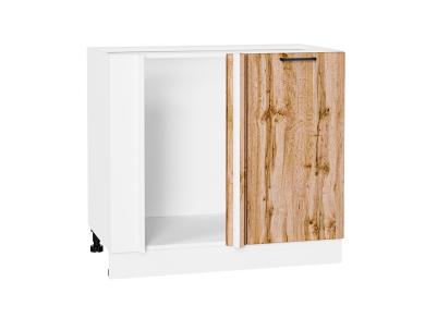 Шкаф нижний угловой Флэт 990М Wotan Oak 2S / Белый