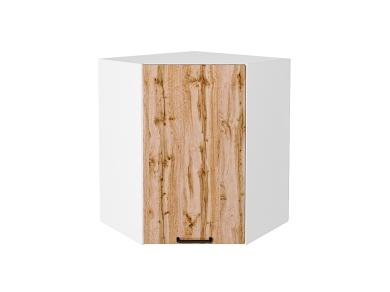 Шкаф верхний угловой Флэт 590 Wotan Oak 2S / Белый