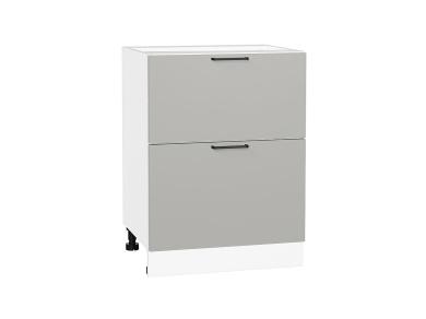 Шкаф нижний с 2-мя ящиками Флэт 600 Light Grey In 2S / Белый