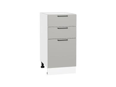 Шкаф нижний с 3-мя ящиками Флэт 400 Light Grey In 2S / Белый