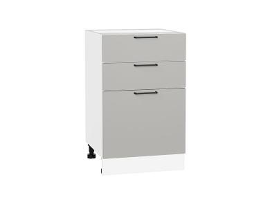 Шкаф нижний с 3-мя ящиками Флэт 500 Light Grey In 2S / Белый