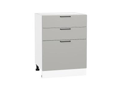 Шкаф нижний с 3-мя ящиками Флэт 600 Light Grey In 2S / Белый