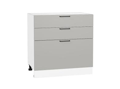 Шкаф нижний с 3-мя ящиками Флэт 800 Light Grey In 2S / Белый