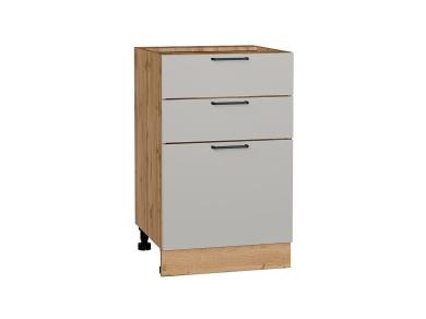 Шкаф нижний с 3-мя ящиками Флэт 500 Light Grey In 2S / Дуб вотан