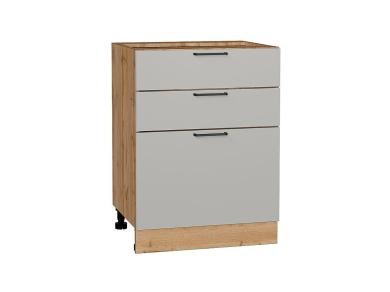 Шкаф нижний с 3-мя ящиками Флэт 600 Light Grey In 2S / Дуб вотан