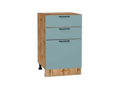 Шкаф нижний с 3-мя ящиками Флэт 500 Grey-green In 2S / Дуб Вотан