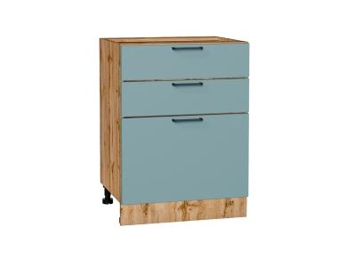 Шкаф нижний с 3-мя ящиками Флэт 600 Grey-green In 2S / Дуб Вотан