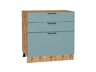 Шкаф нижний с 3-мя ящиками Флэт 800 Grey-green In 2S / Дуб Вотан
