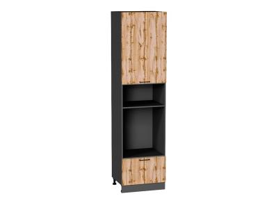 Шкаф пенал под бытовую технику Флэт 600Н (для верхних шкафов 920) Wotan Oak 2S / Graphite