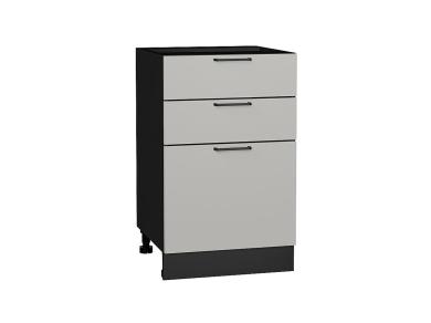 Шкаф нижний с 3-мя ящиками Флэт 500 Light Grey In 2S / Graphite