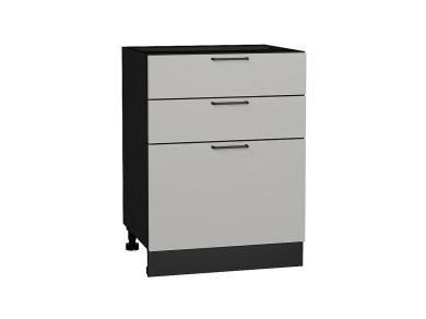 Шкаф нижний с 3-мя ящиками Флэт 600 Light Grey In 2S / Graphite