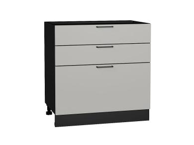 Шкаф нижний с 3-мя ящиками Флэт 800 Light Grey In 2S / Graphite