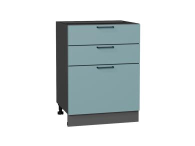 Шкаф нижний с 3-мя ящиками Флэт 600 Grey-green In 2S / Graphite