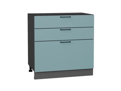 Шкаф нижний с 3-мя ящиками Флэт 800 Grey-green In 2S / Graphite