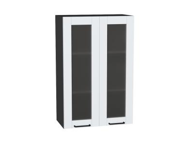 Шкаф верхний со стеклом Флэт 600Н White In 2S / Graphite