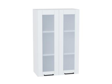 Шкаф верхний со стеклом Флэт 600Н White In 2S / Белый