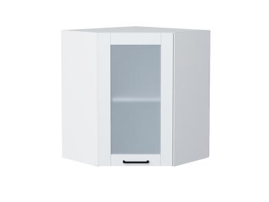 Шкаф верхний угловой со стеклом Флэт 590 White In 2S / Белый