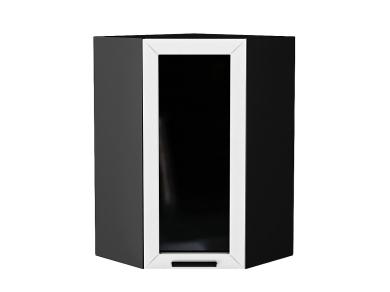 Шкаф верхний угловой со стеклом Глетчер 590Н Айленд Силк / Graphite