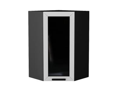 Шкаф верхний угловой со стеклом Глетчер 590Н Гейнсборо Силк / Graphite
