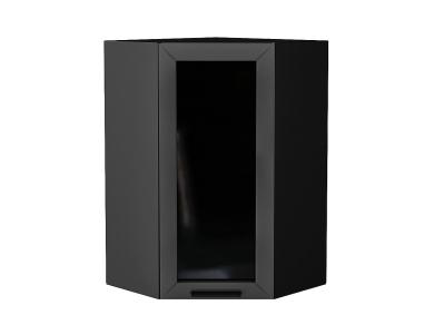 Шкаф верхний угловой со стеклом Глетчер 590Н Маренго Силк / Graphite