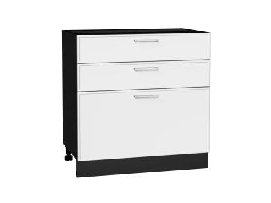 Шкаф нижний с 3-мя ящиками Квадро 800 Белый / Graphite
