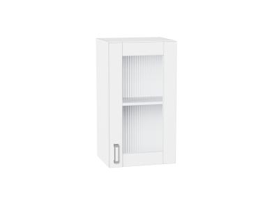 Шкаф верхний со стеклом Лофт 400 White Silk / Белый
