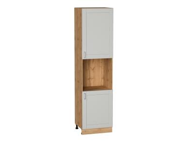 Шкаф пенал под бытовую технику Лофт 600Н (для верхних шкафов 920) Grey Silk / Дуб Вотан
