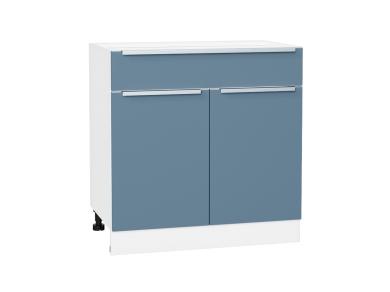 Шкаф нижний с 1 ящиком Фьюжн 800 Silky Blue / Белый