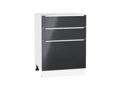 Шкаф нижний Фьюжн 600 с 3-мя ящиками Anthracite / Белый