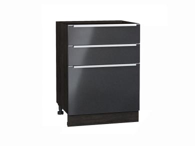 Шкаф нижний Фьюжн 600 с 3-мя ящиками Anthracite / Graphite
