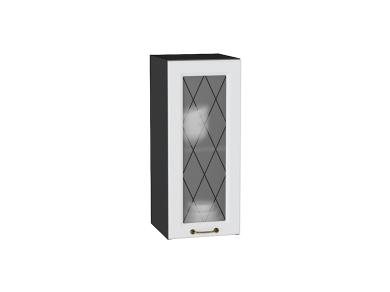 Шкаф верхний со стеклом Ницца 300 Белый / Graphite