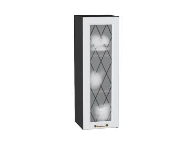 Шкаф верхний со стеклом Ницца 300Н Белый / Graphite