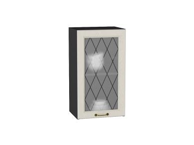 Шкаф верхний со стеклом Ницца 400 Дуб крем / Graphite