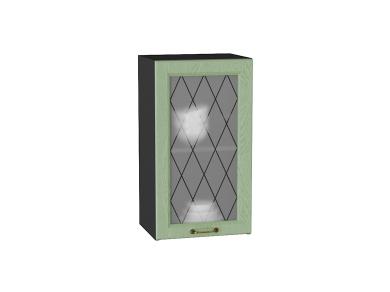 Шкаф верхний со стеклом Ницца 400 Дуб оливковый / Graphite