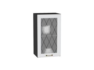 Шкаф верхний со стеклом Ницца 400 Белый / Graphite